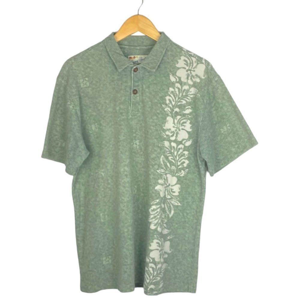 CRAZY SHIRTS Men's Grey Hawaiian Polo Shirt Hibiscus Floral Pattern US L